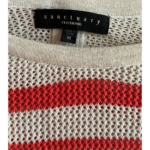 Sanctuary Orange Tan Open Knit Sweater Sz M - Picture 3 of 10